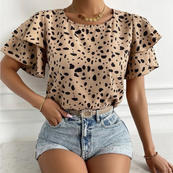 Leopard print cold shoulder blouse - Picture 5 of 13